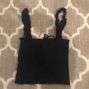 Black scrunched crop top